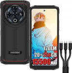 DOOGEE Fire 6 Power Robustne 4G Simlock-free mobiiltelefonid, 20GB + 256GB, aku 15500mAh / 18W, 50MP + 8MP nutitelefon ilma lepinguta, 120LM LED, 6.56 Pollici, NFC/Face ID/DRM L1/IP68 Mustanahaline