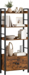 HOOBRO EBF46SJ01 Bookcase Bookcase with Doors and Shelf, Standing Shelf, Storage Shelf with 4 Levels, Industrial Design for Living Room, Office, Kitchen, Study and Hallway