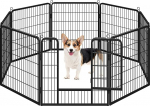 Yaheetech Puppy Playpen, 8 Grids, 80 x 80 cm Each, Outdoor Enclosure, Puppy Run, Dog Playpen, Animal Playpen with Door for Dogs, Home and Garden