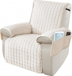 SEMGABO tugitooli kaitsekate tugitoolile, TV-tooli kaitsekate, tugitooli viskamine k&auml;etugedega, taskute ja kummipaelaga, kaitse mustuse ja kriimustuste eest, beež, 1 iste (53 x 190 cm)