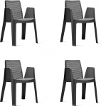 RESOL Play 4 aiatoolist koosnev komplekt, virnastatav, k&auml;etugede ja ventileeritava seljatoega, terrass, r&otilde;du, s&ouml;&ouml;gituba, kerge ja vastupidav, kaasaegne disain, tumehall