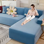 Diivanikate L-kujuline diivanikate nurgas diivanile koertele ja lemmikloomadele, Stretch diivanikate 3 istekoha L-kujuline viskamine elutuppa, diivanikate L-kujuline beež diivaniviskamine diivaniviskamine koos 2 padjakattega, 2 t&uuml;kki