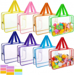 saerryor Transparent Toy Storage Bags with Handles, Zipper Toy Storage Bags with Name Tag, 30 x 21.8 cm, Reusable, Waterproof, Toy Bags, for