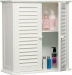 Premier Housewares Bathroom Wall Cabinet with Double Shutter Door - White - 55 x 52 x 22 cm