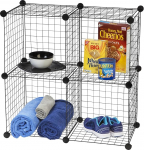 Iris Ohyama, Suitcase, Trash Can Box, Plastic Organizer with Ergonomic Handles, Set of 4, BPA Free, Playroom, School, Wire Cube-4, Black