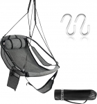 H&auml;ngesessel mit Fu&szlig;st&uuml;tze, Sky Chair mit Metallstange, H&auml;ngeschaukel, H&auml;ngestuhl Outdoor Mit Seitentasche, Getr&auml;nkehalter, St&uuml;tzkissen, bis 150 Kg Belastbar, Schwarz
