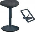 Leitz Ergo Active 65440089 + 63460089 Topeltolmuga vahtmaterjalist mugavusistmega tool + ultra lame reguleeritav alumiiniumist s&uuml;learvutialus 10-17-tollisele kontoritoolile, mille k&otilde;rgus on reguleeritav vahemikus 47-64 cm