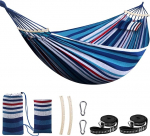 Chihee Cotton Hammock, suur, pehme, hingav Camping Hammocks, mahutab kuni 300 kg, Portable Tree Hammock koos eemaldatava Spreader Bar, Pillow, 2 tugev Webbing rihmad, 2 Carabiner konksud