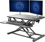 VIVO 81 cm Schreibtischaufsatz, K-Serie, h&ouml;henverstellbarer Steh-Sitz-Aufsatz, Dual-Monitor- und Laptop-Arbeitsplatz mit breiter Tastaturablage, Schwarz, DESK-V000K
