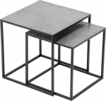 Hillary kohvilaud 2 metallist k&uuml;ljelaua komplekt must ja h&otilde;bedane