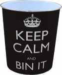 JVL Keep Calm and Bin It pr&uuml;gikast, plastik, must, 25 x 26,5 cm