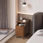 Massiivpuidust &ouml;&ouml;kapp 2 sahtliga, avatud riiulitega k&uuml;ljelaud, magamistoa &ouml;&ouml;kapp, 40D x 31W x 55H cm, p&auml;hkelpuu