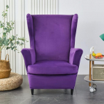 Velvet Wing Chair Cover, 2-osaline Stretch Armchair Throws, Wingback Chair Covers, Wing Back Chair Covers with Armrest, High Backrest (lilla)