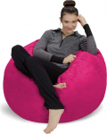 Diivan Sack Memory Foam Bean Bag Chair koos Microsuede kattega - T&auml;idetud vahuga t&auml;idetud m&ouml;&ouml;bel ja aksessuaarid &uuml;hiselamutuppa - Magenta 3'