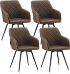 TUKAILAI S&ouml;&ouml;gitoa toolid P&ouml;&ouml;rlev komplekt 4 Faux Leather P&ouml;&ouml;rlevad toolid S&ouml;&ouml;gituba koos k&auml;etoedega Seljatugi Metallist jalad K&ouml;&ouml;gitool Polsterdatud tool K&auml;etoega tool elutuppa K&ouml;&ouml;ki Magamistuppa Pruun