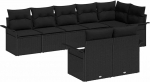 8-teiliges Garten-Sofa-Set mit Kissen Schwarz Poly-Rattan Gartenlounge Model3345413