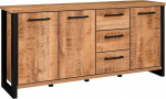 trendteam smart living - Enna - Sideboard - Mango/must - 3 ukse, 3 riiuli ja 3 sahtliga kapp - (B x K x S) 180 x 86 x 45 cm - T&auml;ieliku pikendusega sahtlid