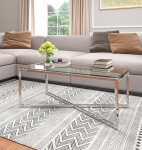 Hallowoodi m&ouml;&ouml;bel Fine Large Coffee Table klaasist lauaga - ristk&uuml;likukujuline kesklaud, kaasaegne ja elegantne k&uuml;ljelaud elutuppa ja kontorisse