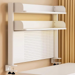 Klammerdatav laudriiul, valge 2-astmeline kontori arvutilaua tarvikute organiseerija laudriiul hoiuriiul kontorisse, m&auml;ngude jaoks, koju (60 cm)