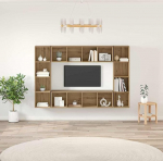 TV Schrank,TV-Schrankset 4 tk Braun 37 x 37 x 142,5 cm Holzwerkstoff,TV Board H&auml;ngend Schrank Fernsehschrank TV Bank Wohnzimmer M&ouml;bel Modern Wandschrank f&uuml;r Wohnzimmer Schlafzimmer