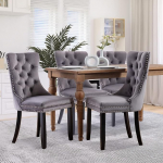 SoarFlash 4 halli sametist s&ouml;&ouml;gitooli komplekt polsterdatud tiibade seljatoega, n&ouml;&ouml;pidega, dekoratiivse seljar&otilde;nga ja t&auml;ispuidust jalgadega