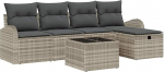 6-teiliges Garten-Sofa-Set mit Kissen Helles Graues Poly-Rattan Gartenlounge Model3359071