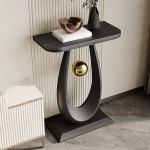 Moodne konsoollaud kitsas sissep&auml;&auml;suala jaoks, riiul diivani taga musta marmori ja metallraamiga sissep&auml;&auml;suala, elutoa, koridori, fuajee jaoks (must, 60 cm / 24 tolli)