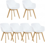 DORAFAIR 6 elutoatooli komplekt, s&ouml;&ouml;gitoolid, skandinaavia moodsa disainiga toolid, k&ouml;&ouml;gitoolid, k&auml;etoed, t&auml;ispuidust p&ouml;&ouml;gijalgadega, valge