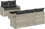 6-teiliges Garten Sofa Set mit Kissen Hellgrau Poly Rattan Gartenlounge Model3354251