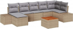 Garten Diivan komplekt 8-teilig Beige und Grau Rattan und Stoff Standard Gartenlounge Model3347987