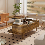 T&otilde;stetava lauaga kohvilaud - kaasaegne puidust laud unikaalse tekstuuriga ja varjatud hoiuruumiga, kohvilaud elutuppa, magamistuppa, v&auml;ikestesse ruumidesse, kodukontorisse