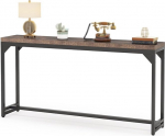 Konsolentisch aus Massivholz, Konsolentisch Schmal im Industrial-Stil mit Metallgestell, Platzsparendes Deko-M&ouml;belst&uuml;ck f&uuml;r Wohnzimmer und Schlafzimmer(100x40x105cm)
