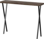 Massiivpuidust konsoollaud, kitsas konsoollaud X-kujulise metallraamiga radiaatorisse, hotelli, kohvikusse, baari, k&ouml;&ouml;ki, sissep&auml;&auml;suks (110 x 25 cm/43 x 10 tolli)