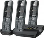 Gigaset Comfort 520A Trio - 3 juhtmeta DECT-telefoni koos automaatvastajaga - Elegantne disain - Vaba k&auml;e funktsioon - K&otilde;nede kaitse - Aadressiraamat 200 kontaktiga, Titanium-must [Saksa versioon]