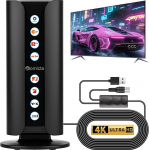 Romicta DVB-T2 siseantenn, DVB-T & DVB-T2 antennid koos v&otilde;imendiga, DAB/DAB+ vastuv&otilde;tt, siseantenn telerite jaoks, suure ulatusega ja 360&deg; vastuv&otilde;tuga, 4K 1080p k&otilde;ikidele teleritele, 5 m kaabel.