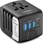 VOOMY reisiadapter maailmas, universaalne reisipistik 3USB, 1USB, 1AC pistikupesa, reisiadapter Euroopas, USA, Mehhikos, Austraalias, Tais, reisiadapter USA, reisipistiku adapter maailmas, reisiadapter maailmas, reisimine