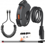 Giantdeer 48 W veekindel mootorratta USB C pistikupesa, mootorratta telefonilaadija, QC3.0 USB-A ja USB C 12 V mootorratta pistikupesa, + 5A C-t&uuml;&uuml;pi laadimiskaabel (1 m) DC 12 V/24 V mootorratta/paat/rannarattadeks