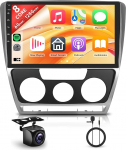 8 Core 6+128G Android autoraadio VW Skoda Octavia 2007-2014 10.1-tolline traadita Carplay raadio koos puuteekraaniga Android auto peeglilink Bluetooth FM/RDS/EQ/DSP WiFi GPS navigatsioon tagurduskaameraga