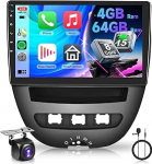 4G & 64G VECHTEL 10.1-tolline Bluetooth autoraadio Toyota Aygo/Peugeot 107/Citroen C1 2004-2014 Carplay Android auto, DSP EQ, 1280 x 720, WiFi GPS Navi, Mirror Link, RDS/FM raadio 2 DIN koos AHD tagantj&auml;rgi