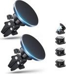 2-pakk magnetiline mobiiltelefoni hoidik autosse koos 4 kaabliklambriga - 16 tugevat magnetit, 360&deg; p&ouml;&ouml;ratav Mag-Safe autohoidik, magnetiline hoidik, mobiiltelefoni autoventilatsioon, mis sobib iPhone 17, 16, 15, 14 jaoks.