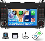 2+64G Android 15 Carplay autoraadio Mercedes Benz A-klassile W169/B-klassile B200/W245 2004-2012, 7-tolline 2.5D IPS puuteekraaniga raadio koos Androidi autobluetoothi, GPS, WiFi, SWC, 26UI, tahavaatekaamera