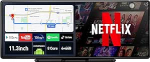 [Android 8 Core 4GB + 64GB] 11,3-tolline Carplay & Android Car Display koos 1080P tagantvaate kaamera, YouTube ja Netflix Watch koos Mirror Link/GPS/Splitscreenh/Voice Control/OTA v&auml;rskendustega (ilma Dash Cam'ita).