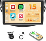 Hikity Android 15 4+64G autoraadio Toyota RAV4 2007-2011 9-tollise Incell puuteekraaniga, autoraadio 2DIN traadita Carplay Android autoga, FM/RDS raadio BT GPS WiFi tagurduskaamera + mikrofon