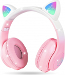 AXFEE Bluetooth k&otilde;rvaklapid koos kassik&otilde;rvadega k&otilde;rvaklappidega lastele, laste k&otilde;rvaklapid Bluetooth, t&uuml;drukute kassik&otilde;rvadega k&otilde;rvaklapid &uuml;le k&otilde;rvade koos LED-valgusega, kokkupandavad stereok&otilde;rvaklapid juhtmevabad