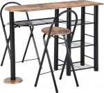 GOKHOMX Bistro Table Set with 2 Folding Chairs, Dining Table with 2 Chairs, Kitchen Table Small with 2 Folding Chairs, Dining Table Set for 2 People, Bar Table with Bar Stools for Kitchens Bars