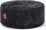 Lounge Pug Pouf Bean Bag 65 cm Round Black Corduroy Fabric Comfortable Stool or Footstool