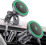 MOKPR f&uuml;r MagSafe Autohalterung mit Ladefunktion, 15W f&uuml;r iPhone Magsafe Ladeger&auml;t Auto, Handyhalterung Auto Magnet mit Ladefunktion L&uuml;ftung/Armaturenbr f&uuml;r iPhone 17 16 15 14 13 12 (Schwarz-QC3.0)