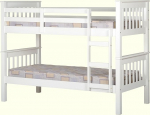 Buyqualia White Wooden Bunk Bed 151 x 205 x 105 cm Compact Double Bed with Ladder and Safety Railing Modern Design for Children and Adults