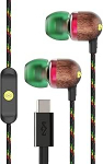 Marley House of Smile Jamaica USB-C juhtmega k&otilde;rvaklapid 9.2mm juhiga - j&auml;tkusuutlikud juhtmega k&otilde;rvaklapid, sisseehitatud mikrofon muusika ja k&otilde;nede jaoks, Rasta