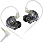 LINSOUL KZ Gale In-Ear Monitors, Super Linear Dynamic Driver IEM, Ultra-Responsive Bass Hi-Fi Gaming k&otilde;rvaklapid koos s&uuml;vistatud 2-poolse kaabliga audiofiilidele (ilma mikrofonita 3,5 mm, must)